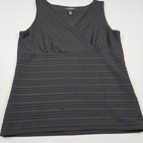 White House Black Market Minimalist Black Surplice Sleeveless‎ Top Women’s XL - Picture 14 of 14